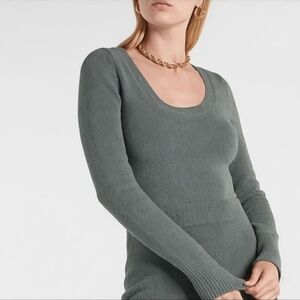 Express (Blue/Green) Scoop Neck Sweater Bodysuit Size M